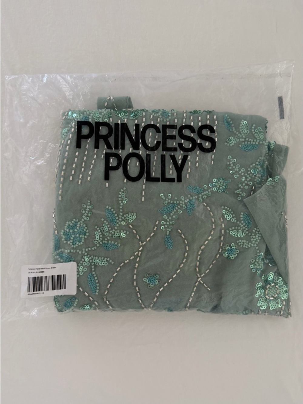 NWT Princess Polly Telenova Halter Mini Dress Green - Picture 9 of 16